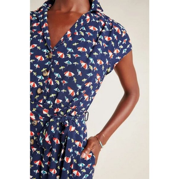 💕ANTHROPOLOGIE MAEVE💕 Catherine Shirtdress ~ Beach Umbrella Print 14 NWT - Picture 5 of 16